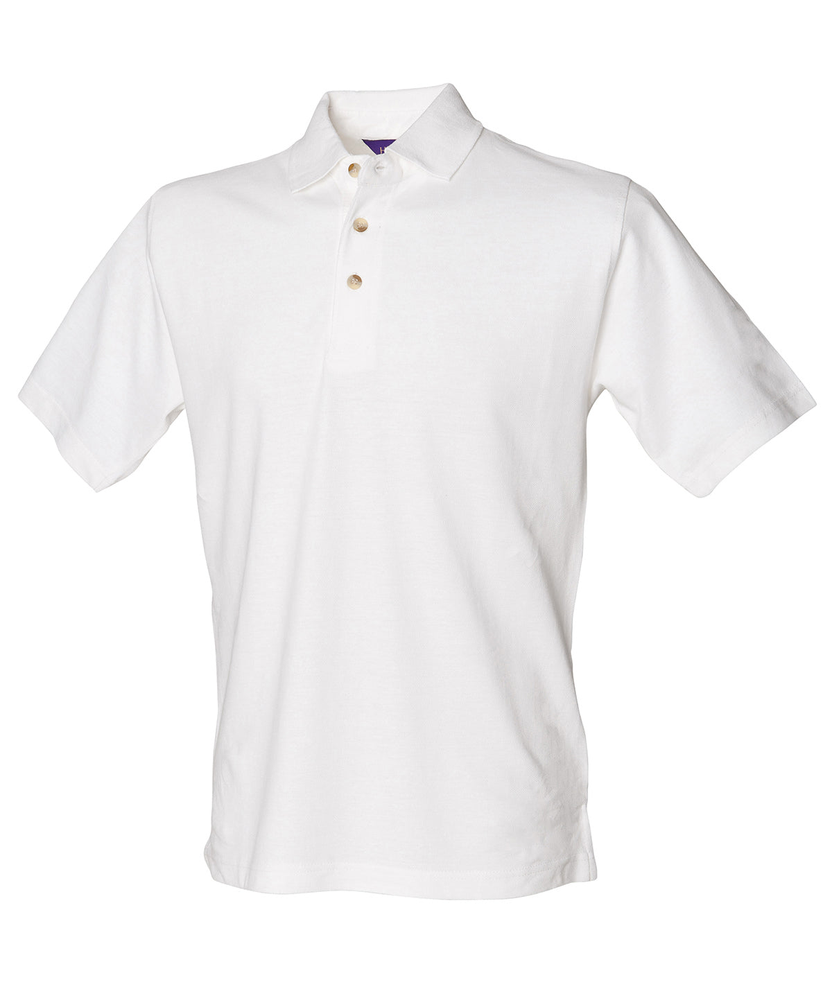 Henbury Classic cotton piqué polo with stand-up collar White*†
