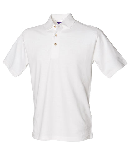 Henbury Classic cotton piqué polo with stand-up collar White*†
