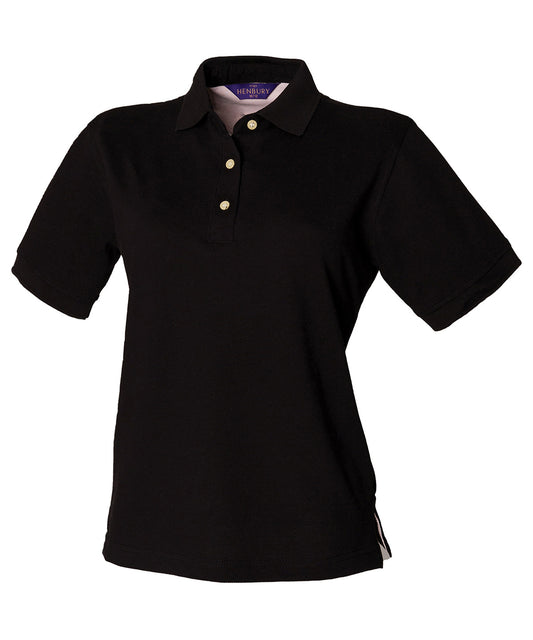 Henbury Women's classic cotton piqué polo shirt Black