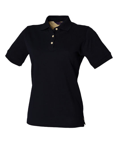 Henbury Women's classic cotton piqué polo shirt Navy
