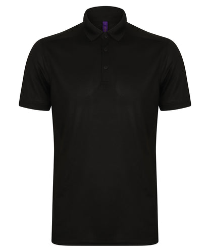 Henbury Stretch polo shirt with wicking finish (slim fit) Black*