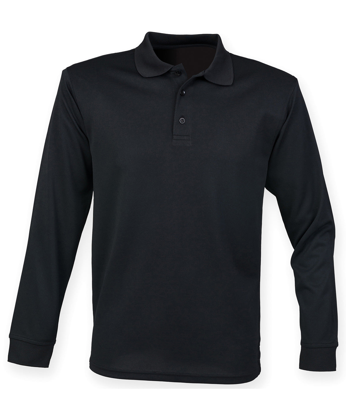 Henbury Long sleeve Coolplus® polo shirt Black*