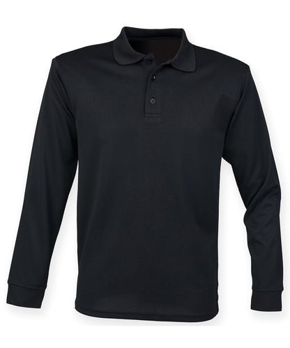 Henbury Long sleeve Coolplus® polo shirt Black*