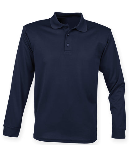 Henbury Long sleeve Coolplus® polo shirt Navy*