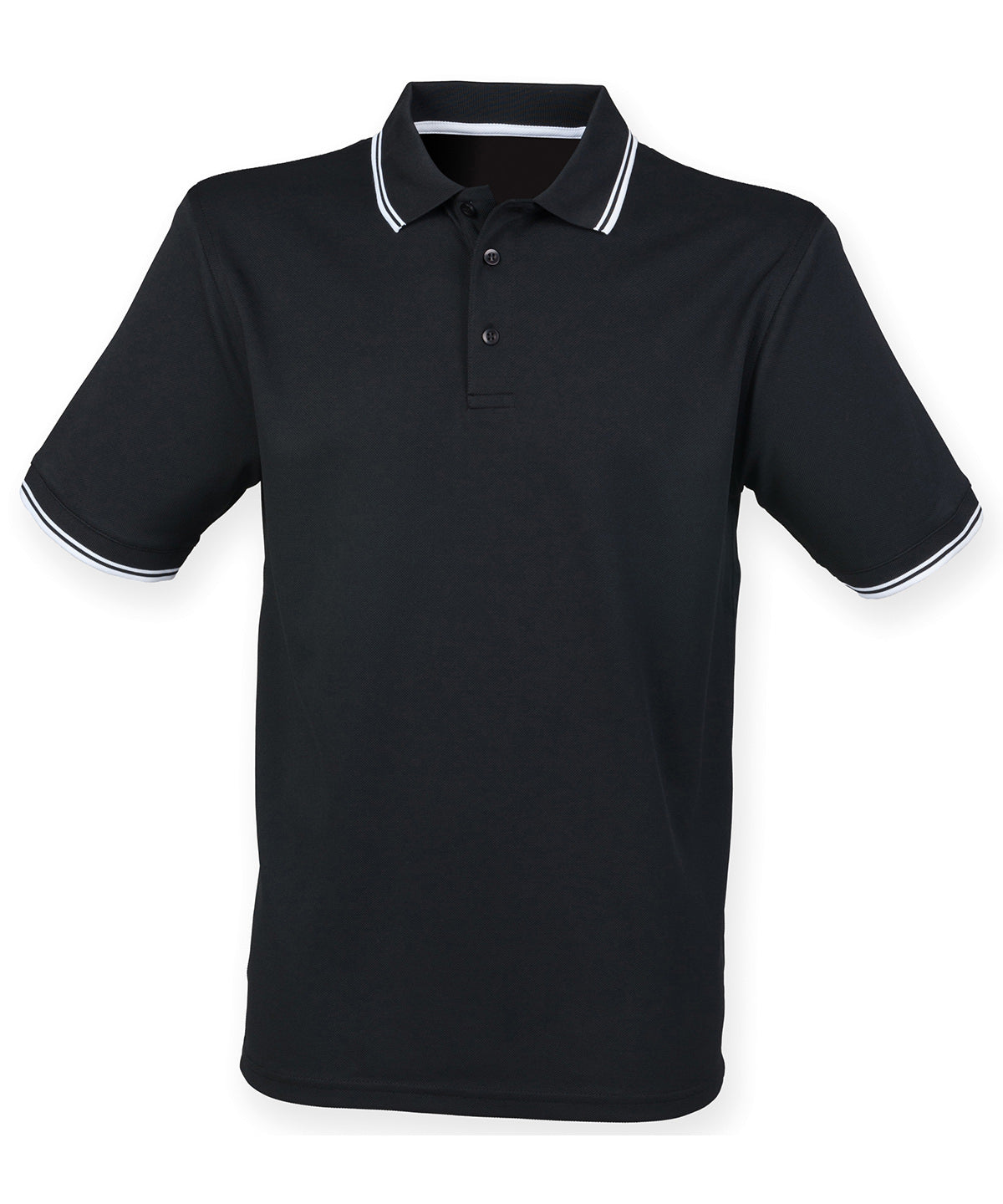 Henbury Double tipped Coolplus® polo shirt Black/White