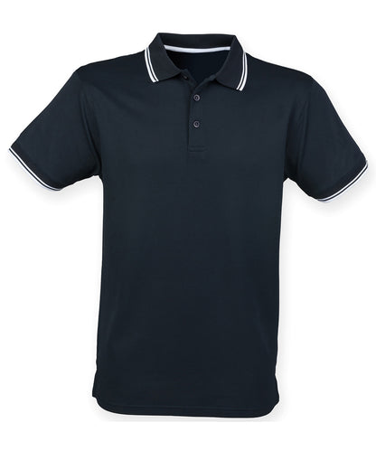 Henbury Double tipped Coolplus® polo shirt Navy/White