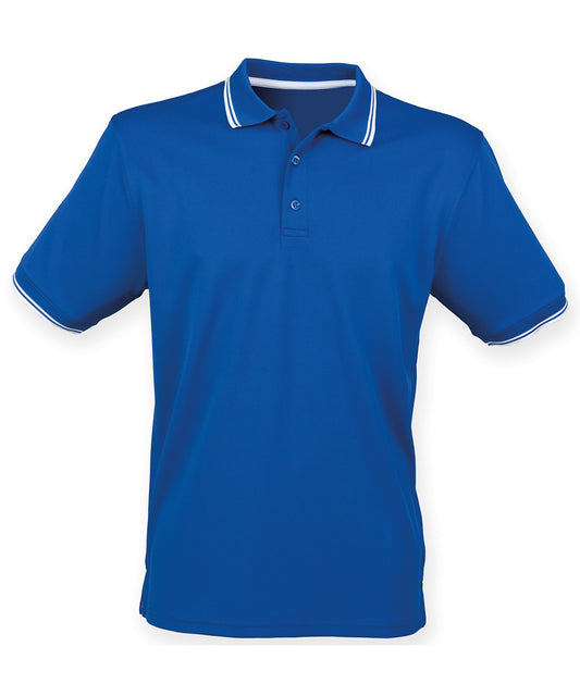 Henbury Double tipped Coolplus® polo shirt Royal/White