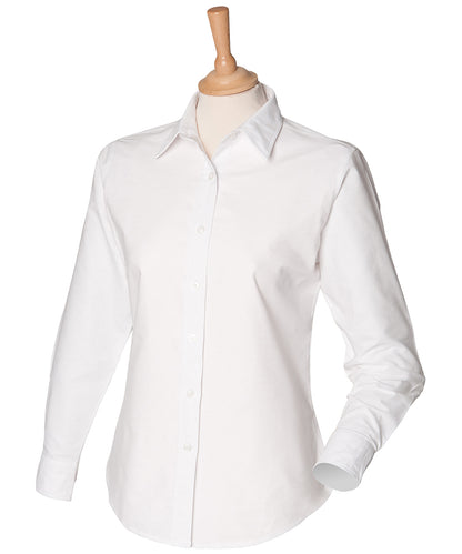 Henbury Women's classic long sleeve Oxford shirt White