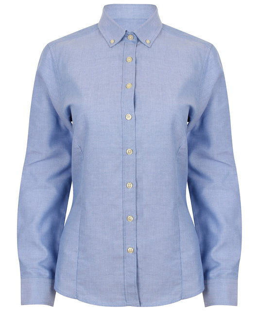 Henbury Women's modern long sleeve Oxford shirt Blue