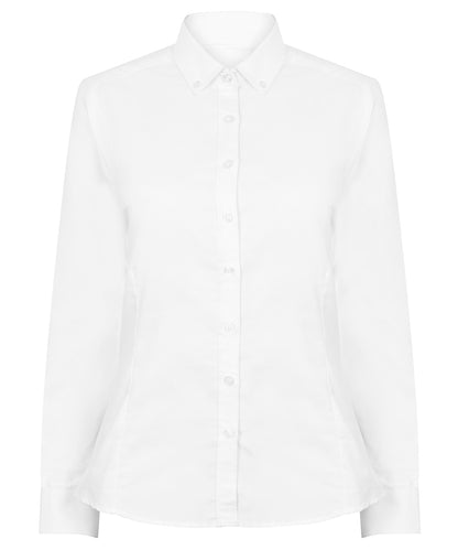 Henbury Women's modern long sleeve Oxford shirt White