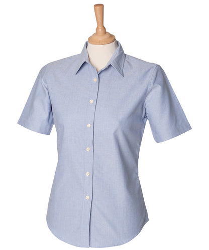 Henbury Women's short sleeve classic Oxford shirt Blue*