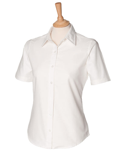 Henbury Women's short sleeve classic Oxford shirt White*