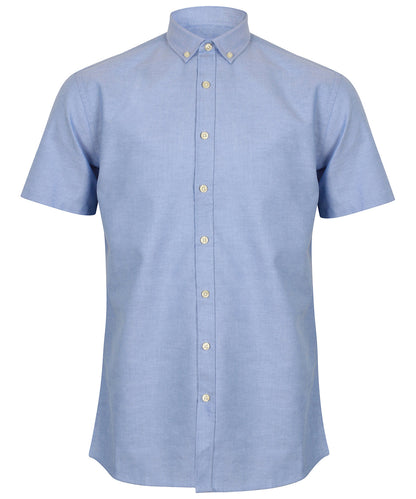 Henbury Modern short sleeve Oxford shirt Blue