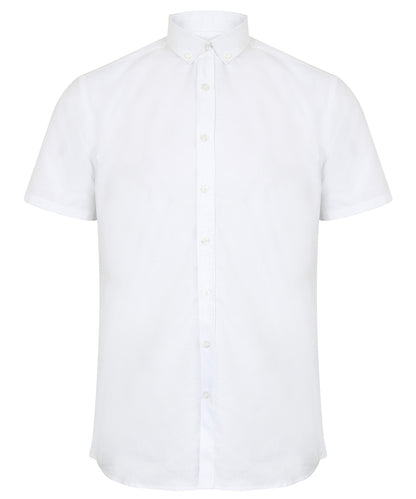 Henbury Modern short sleeve Oxford shirt White