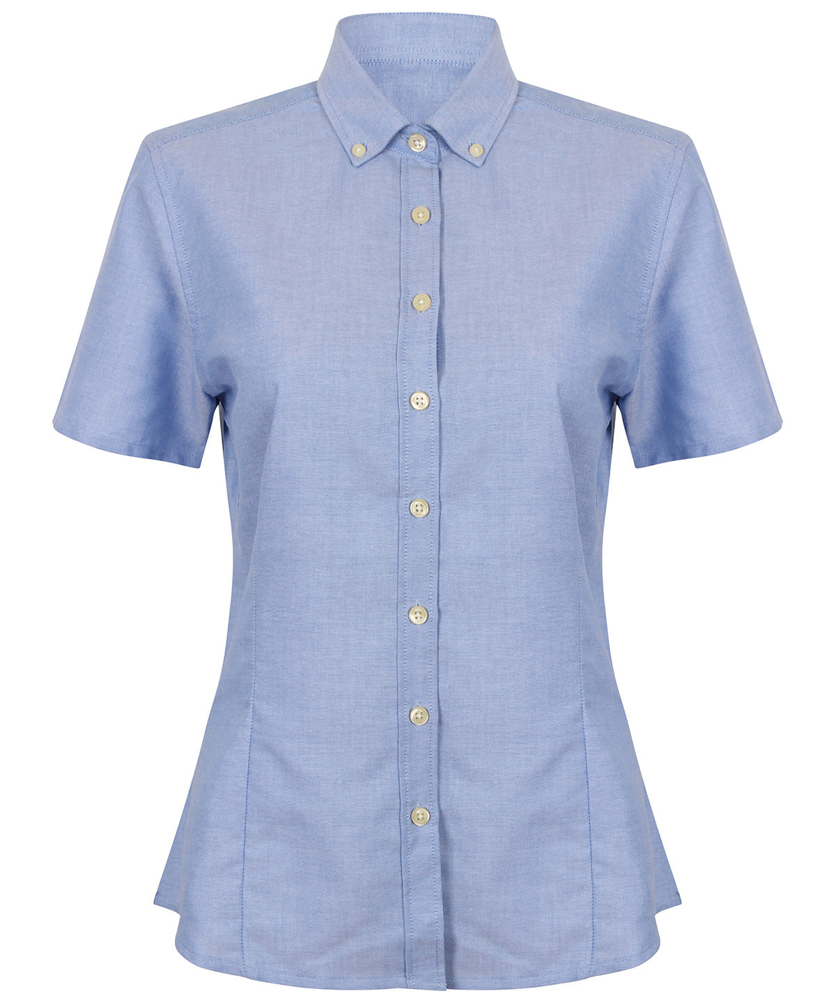 Henbury Women's modern short sleeve Oxford shirt Blue
