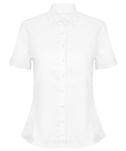 Henbury Women's modern short sleeve Oxford shirt White