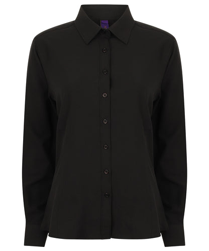 Henbury Women's wicking antibacterial long sleeve shirt Black