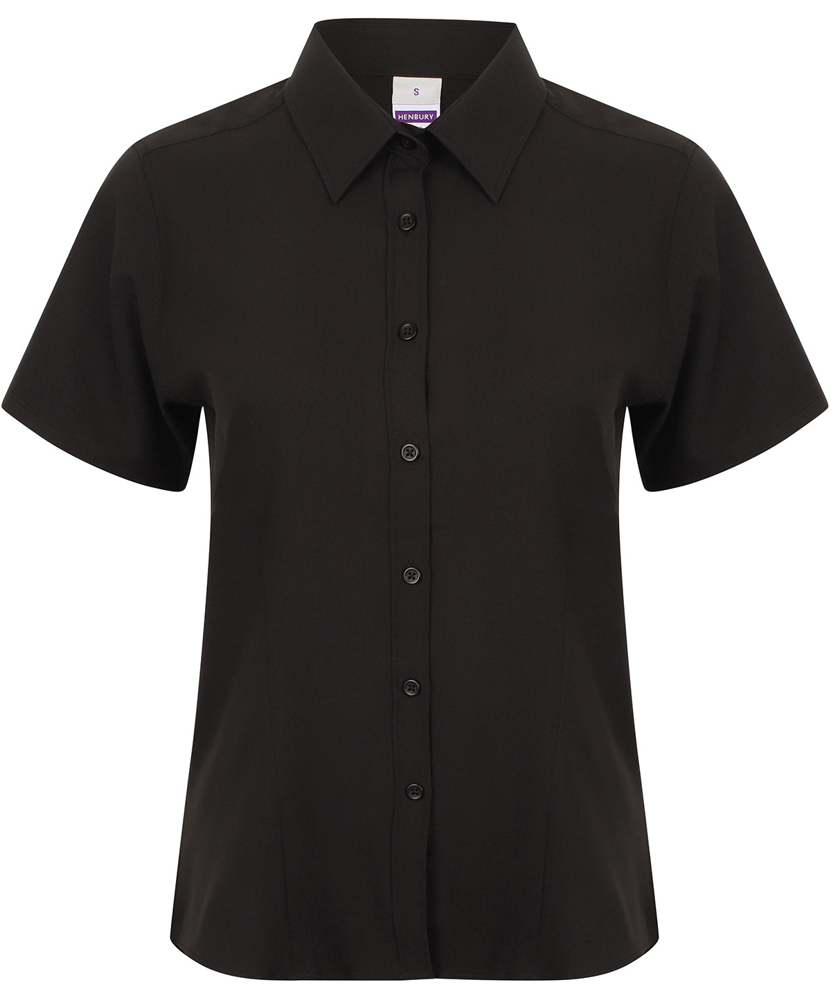 Henbury Women's wicking antibacterial short sleeve shirt Black