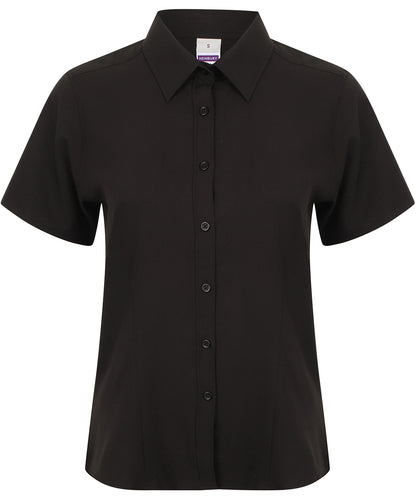 Henbury Women's wicking antibacterial short sleeve shirt Black