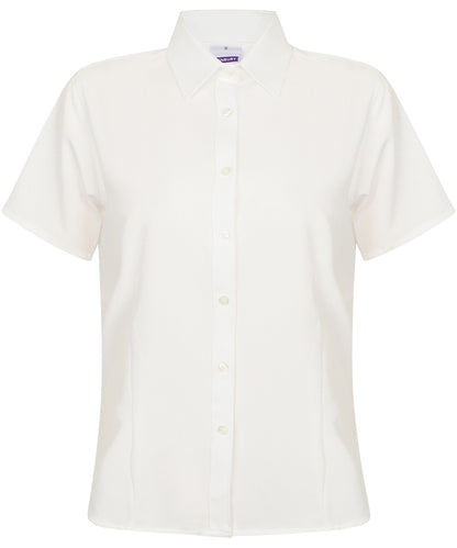 Henbury Women's wicking antibacterial short sleeve shirt White