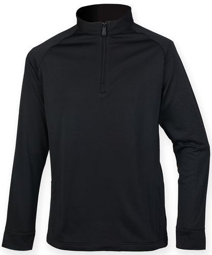 Henbury ¼ zip top with wicking finish Black