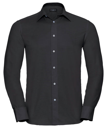 Russell Long sleeve easycare tailored Oxford shirt Black