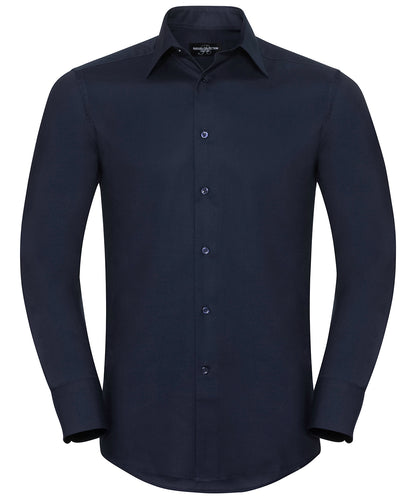 Russell Long sleeve easycare tailored Oxford shirt Bright Navy