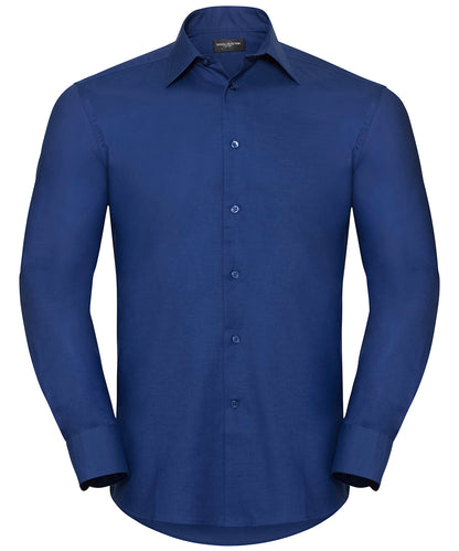Russell Long sleeve easycare tailored Oxford shirt Bright Royal