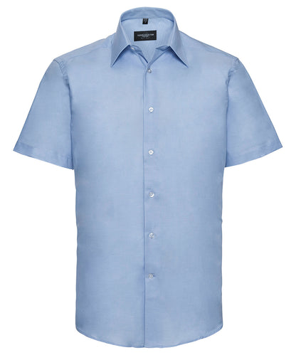 Russell Short sleeve easycare tailored Oxford shirt Oxford Blue