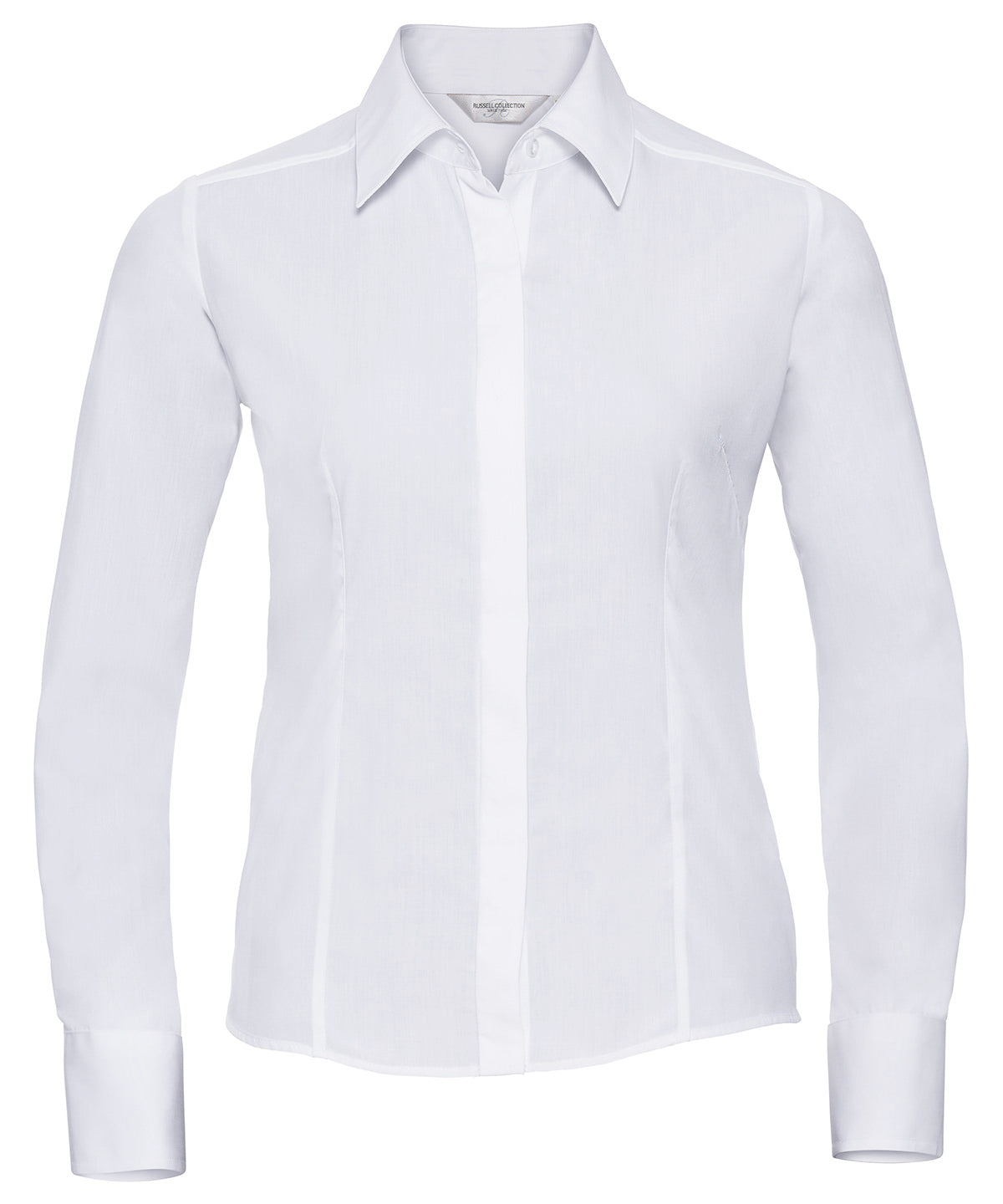 Russell Women's long sleeve polycotton easycare fitted poplin shirt White