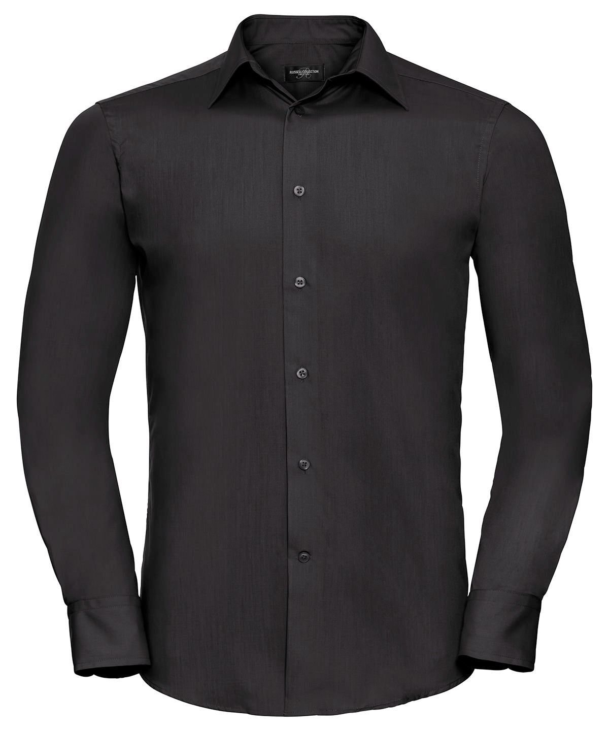 Russell Long sleeve polycotton easycare fitted poplin shirt Black