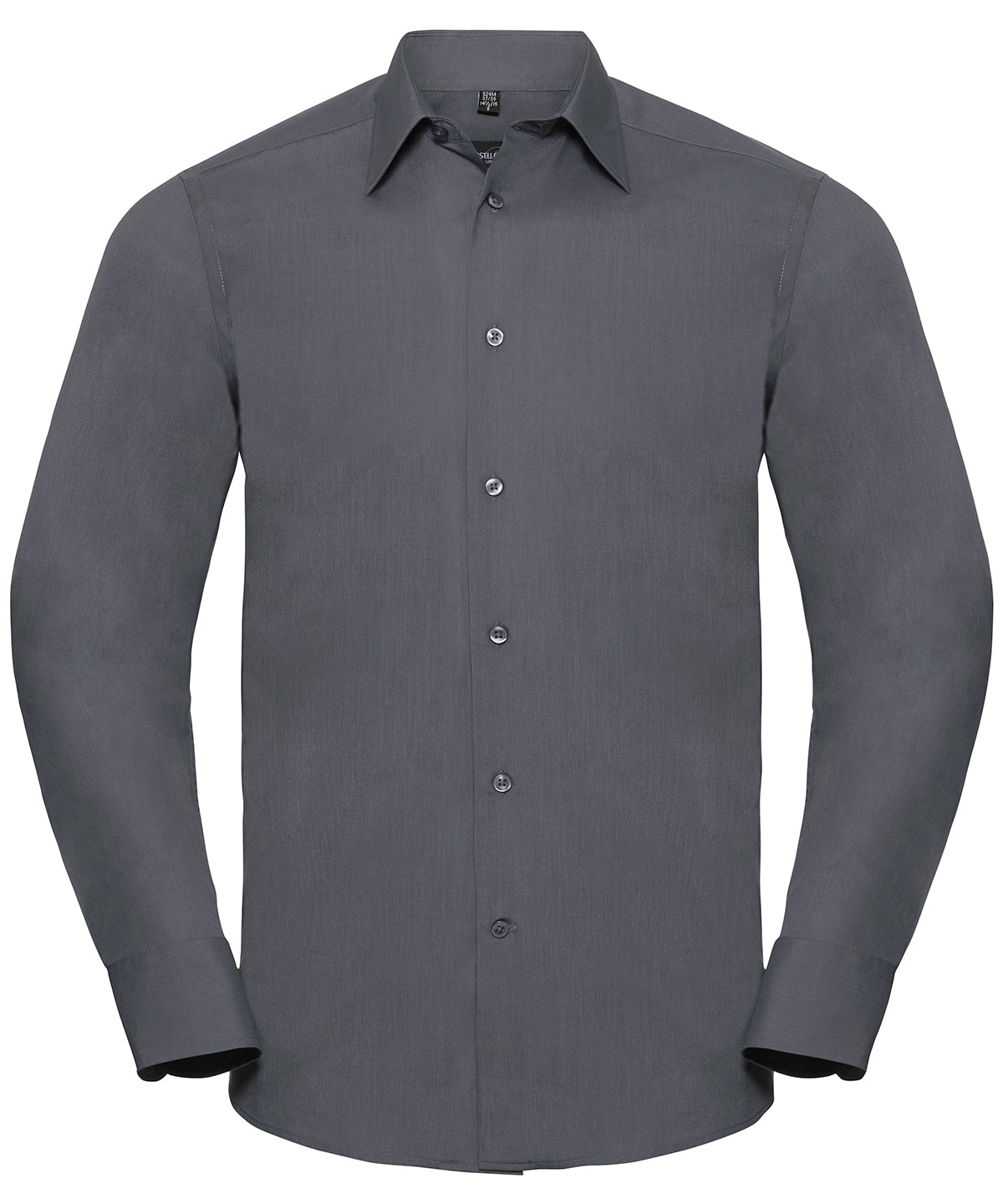 Russell Long sleeve polycotton easycare fitted poplin shirt Convoy Grey