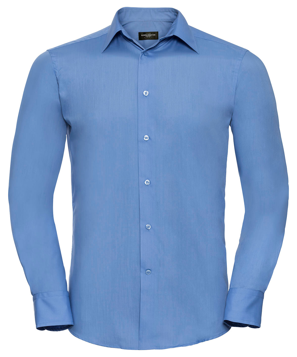 Russell Long sleeve polycotton easycare fitted poplin shirt Corporate Blue