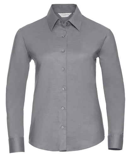 Russell Women's long sleeve easycare Oxford shirt Silver