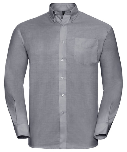 Russell Long sleeve easycare Oxford shirt Silver