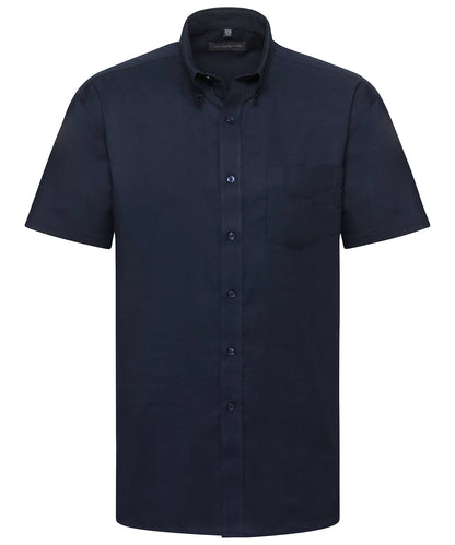 Russell Short sleeve easycare Oxford shirt Bright Navy