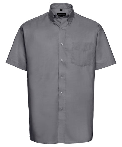 Russell Short sleeve easycare Oxford shirt Silver