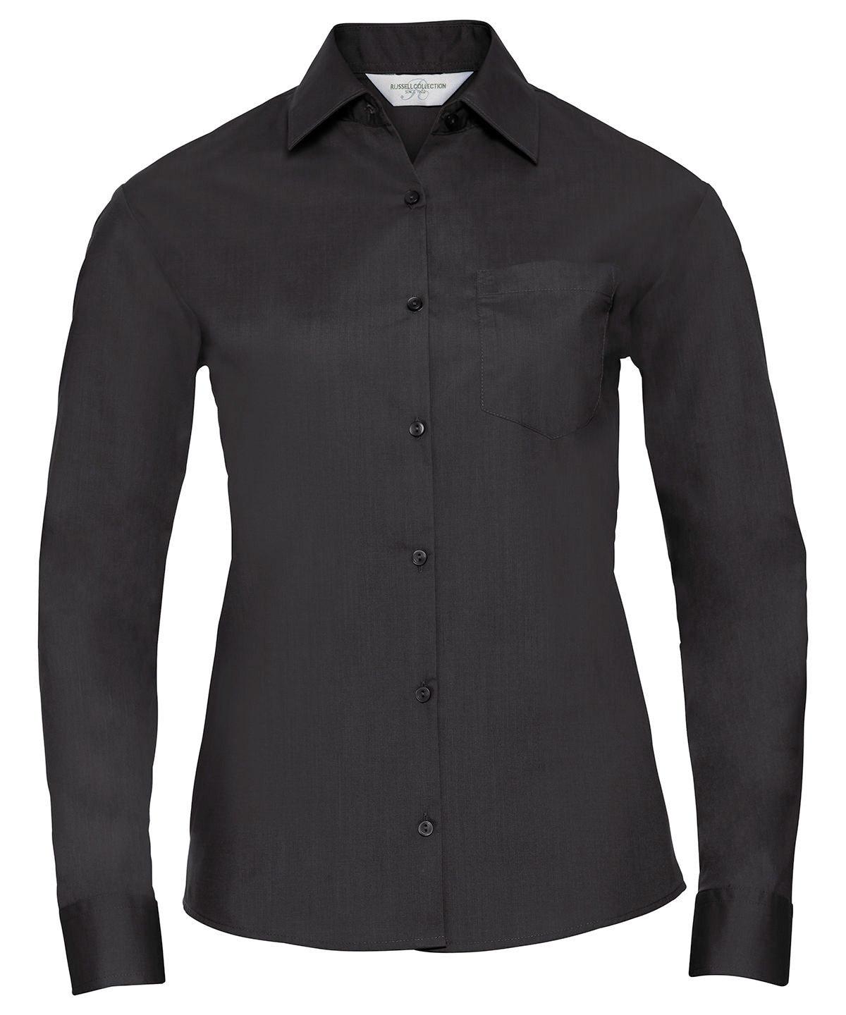 Russell Women's long sleeve polycotton easycare poplin shirt Black
