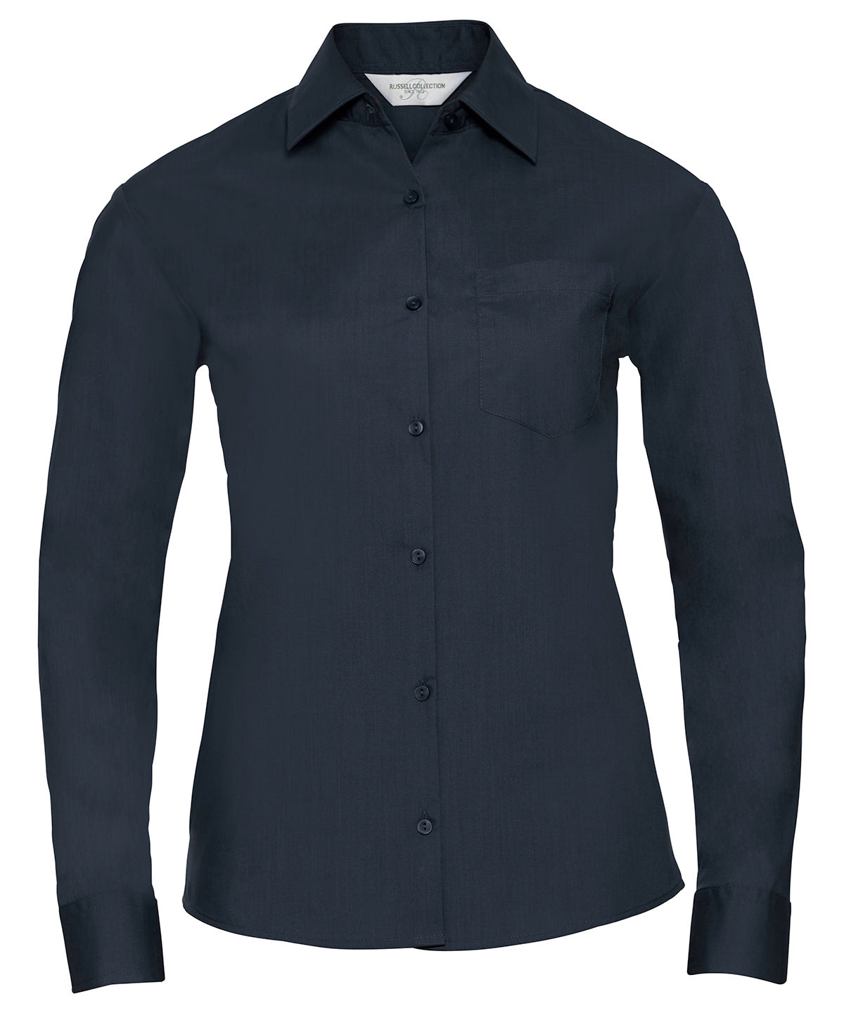 Russell Women's long sleeve polycotton easycare poplin shirt French Navy