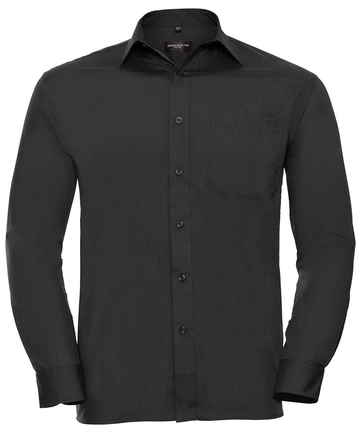 Russell Long sleeve polycotton easycare poplin shirt Black