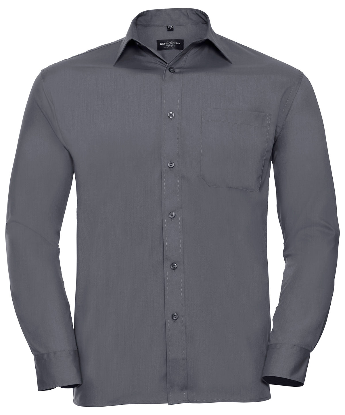 Russell Long sleeve polycotton easycare poplin shirt Convoy Grey