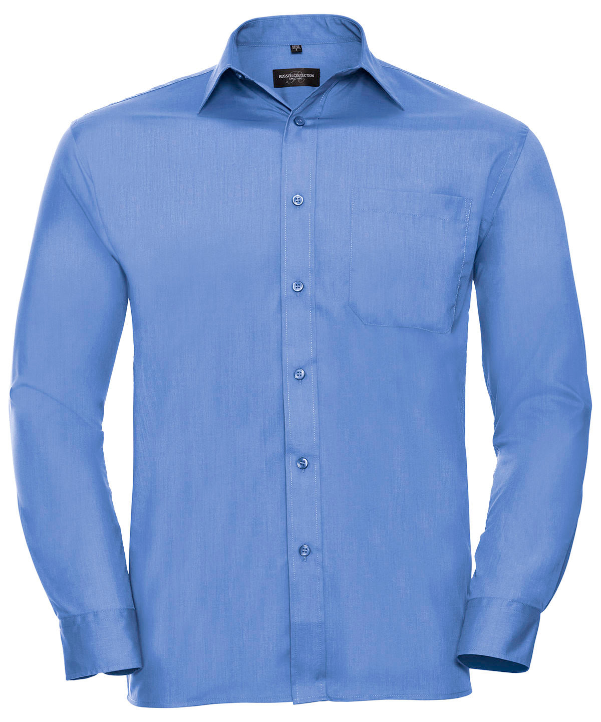 Russell Long sleeve polycotton easycare poplin shirt Corporate Blue