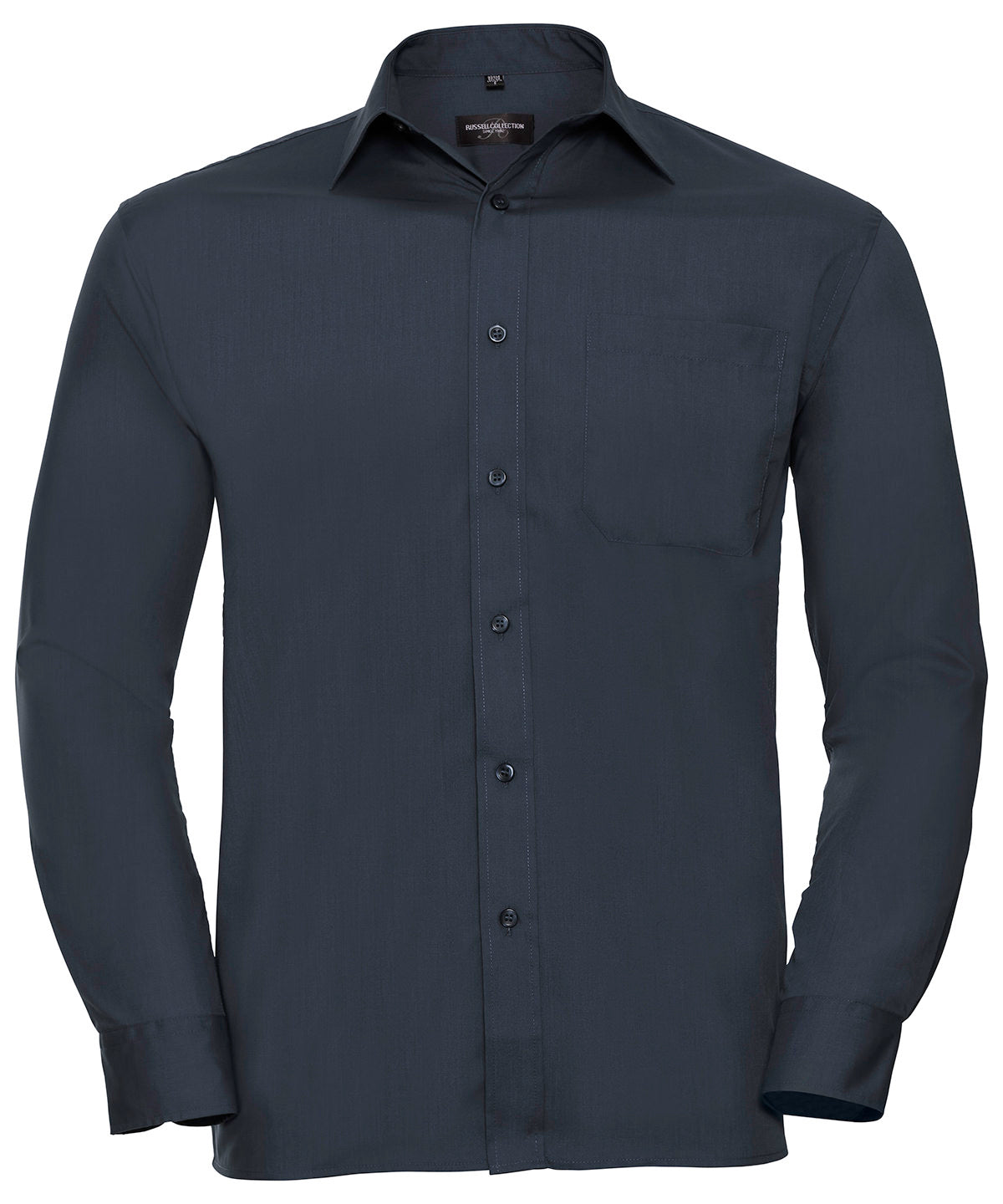 Russell Long sleeve polycotton easycare poplin shirt French Navy