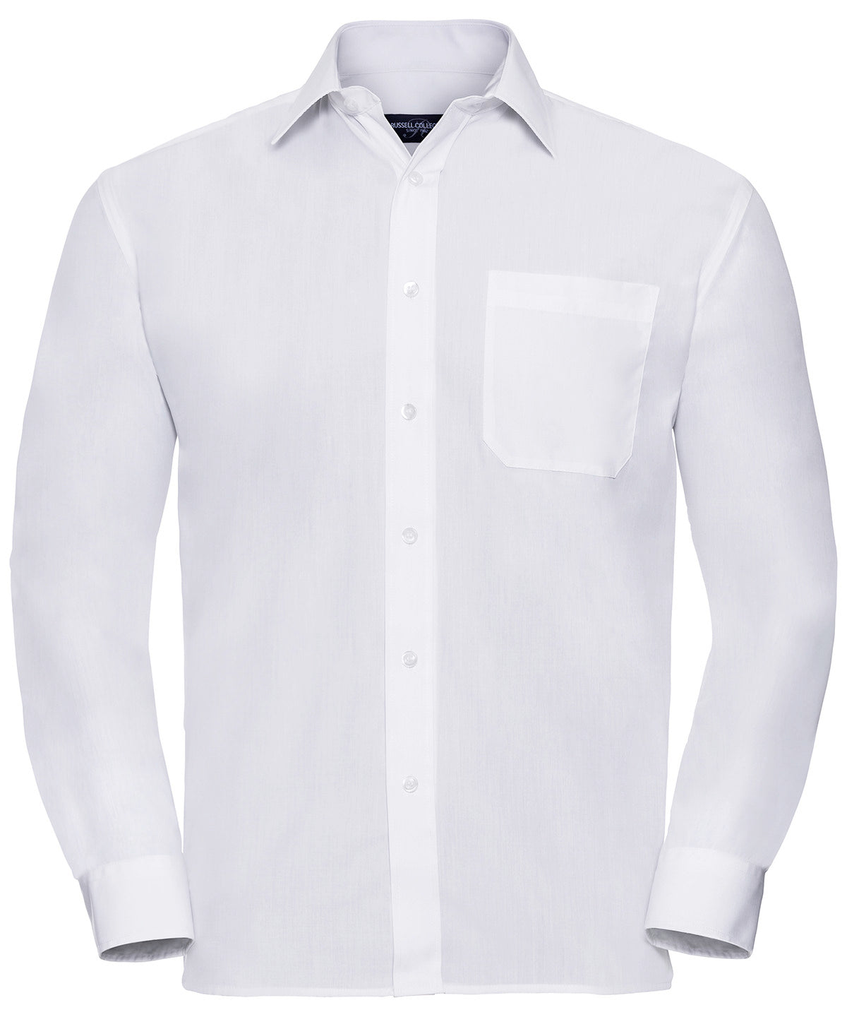 Russell Long sleeve polycotton easycare poplin shirt White