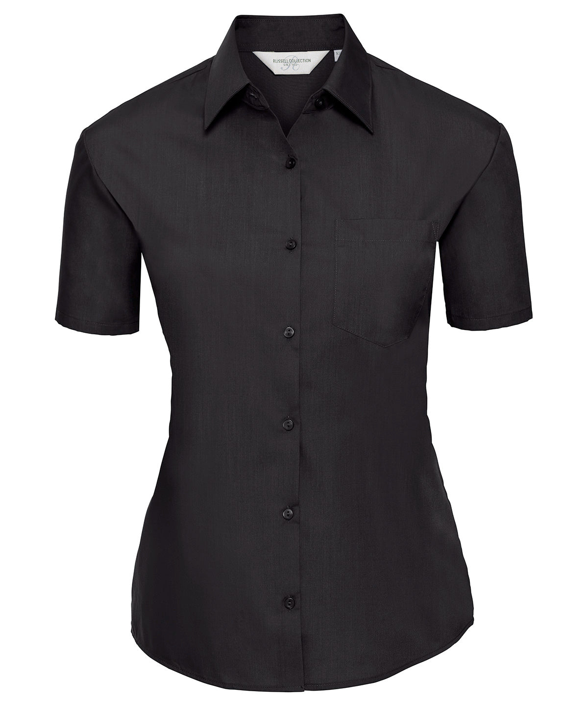 Russell Women's short sleeve polycotton easycare poplin shirt Black