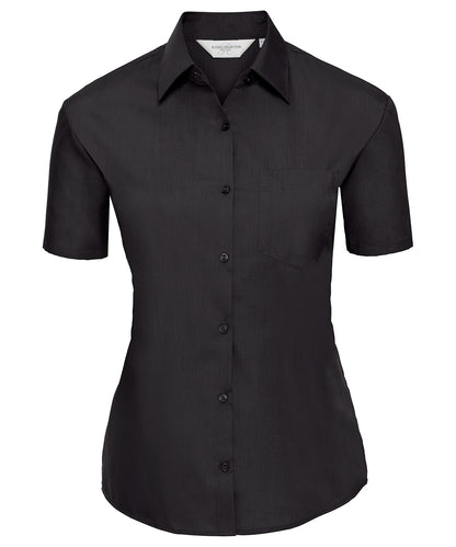 Russell Women's short sleeve polycotton easycare poplin shirt Black