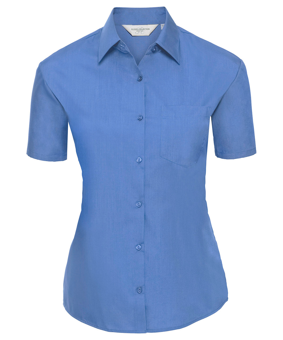 Russell Women's short sleeve polycotton easycare poplin shirt Corporate Blue