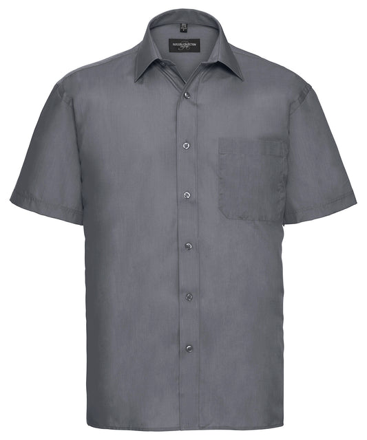 Russell Short sleeve polycotton easycare poplin shirt Convoy Grey