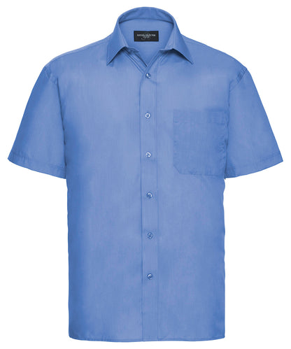 Russell Short sleeve polycotton easycare poplin shirt Corporate Blue