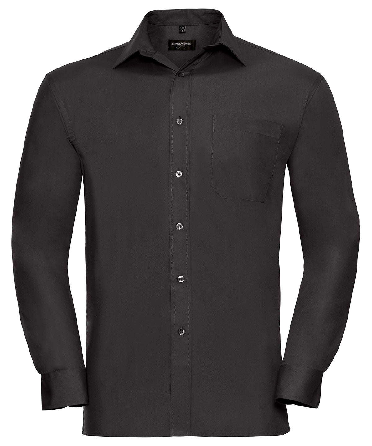 Russell Long sleeve pure cotton easycare poplin shirt Black